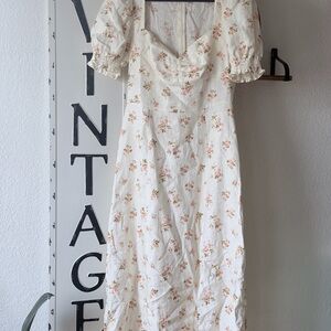 Reformation White Floral Midi Dress